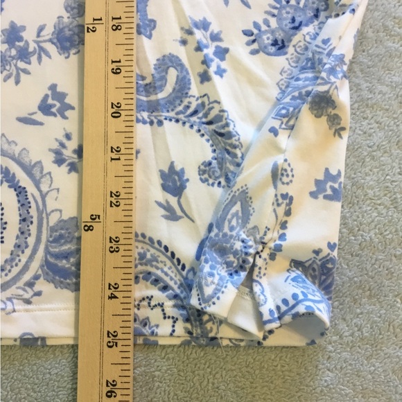 3/4 sleeve top by Flora Nikrooz 5% spandex = stretchy. Lightweight pale blue. - Picture 5 of 6